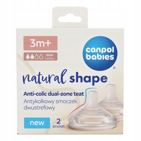CANPOL 21/751 Smoczek antykolokowy dwustrefowy Natural Shape 3m+ 2 szt