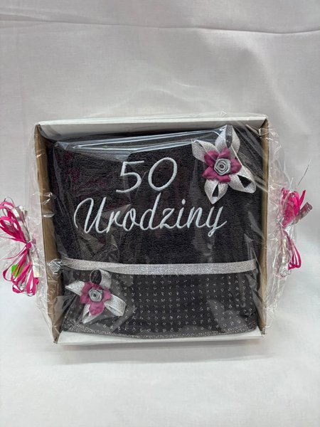 Ręcznik na 50. Urodziny - Czarny