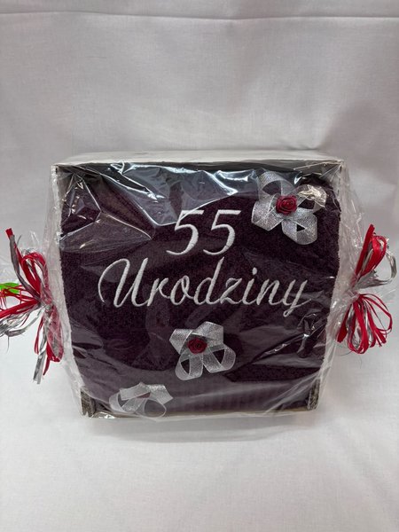 Ręcznik na 55. Urodziny - Bordowy