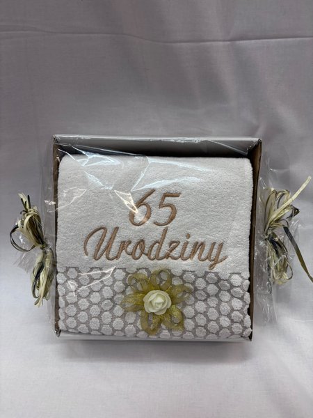 Ręcznik na 65. Urodziny - Biały