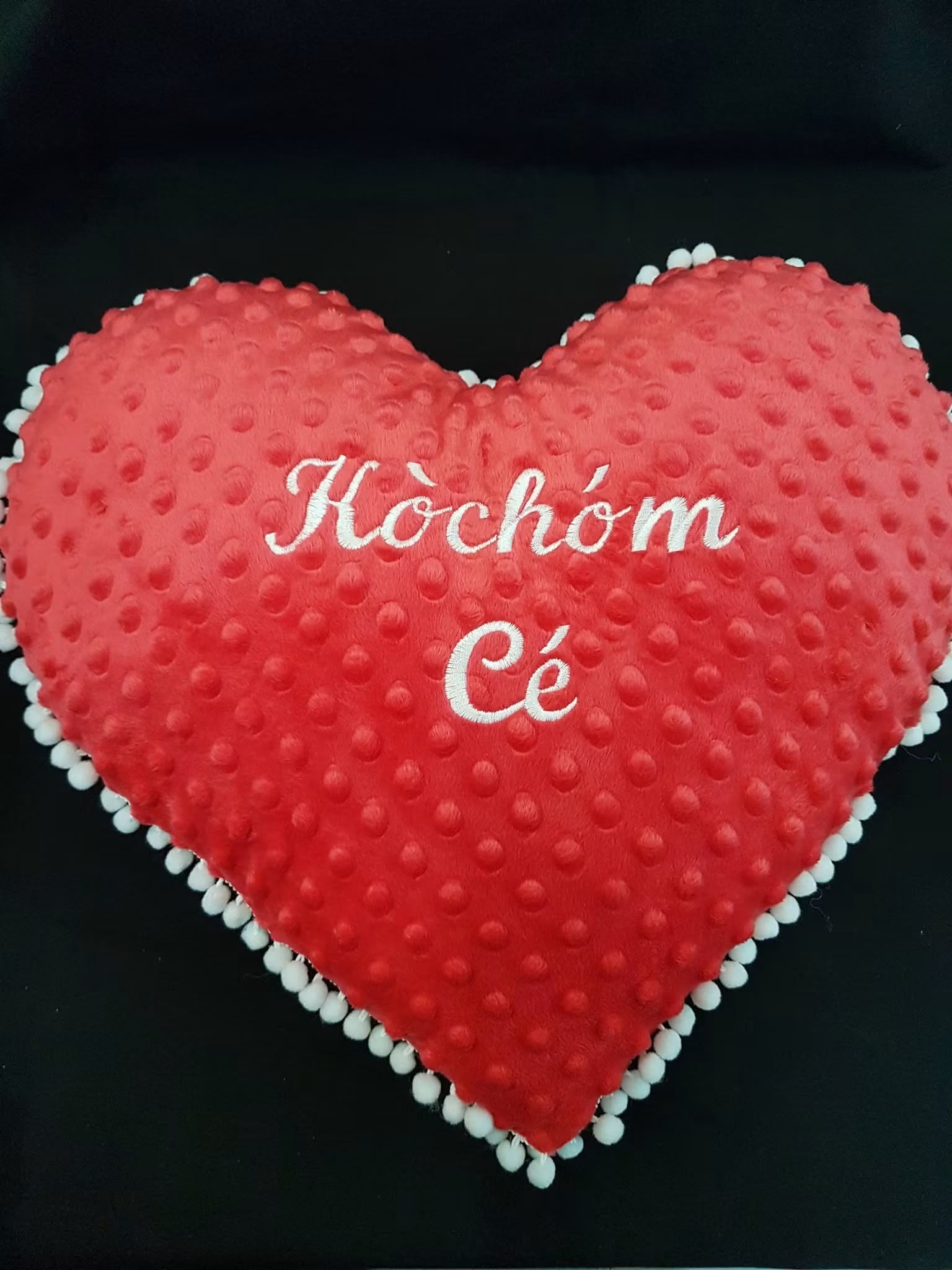 Dwustronna poduszka serce „Kòchóm Cë” – wzór kaszubski