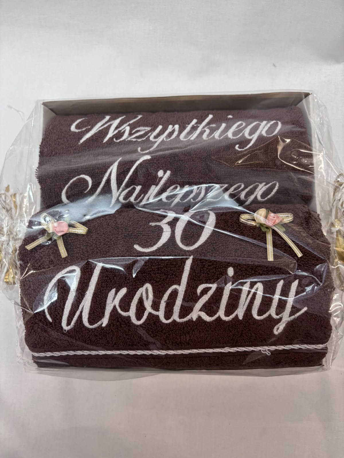 Zestaw ręczników na 30. urodziny – bordowy