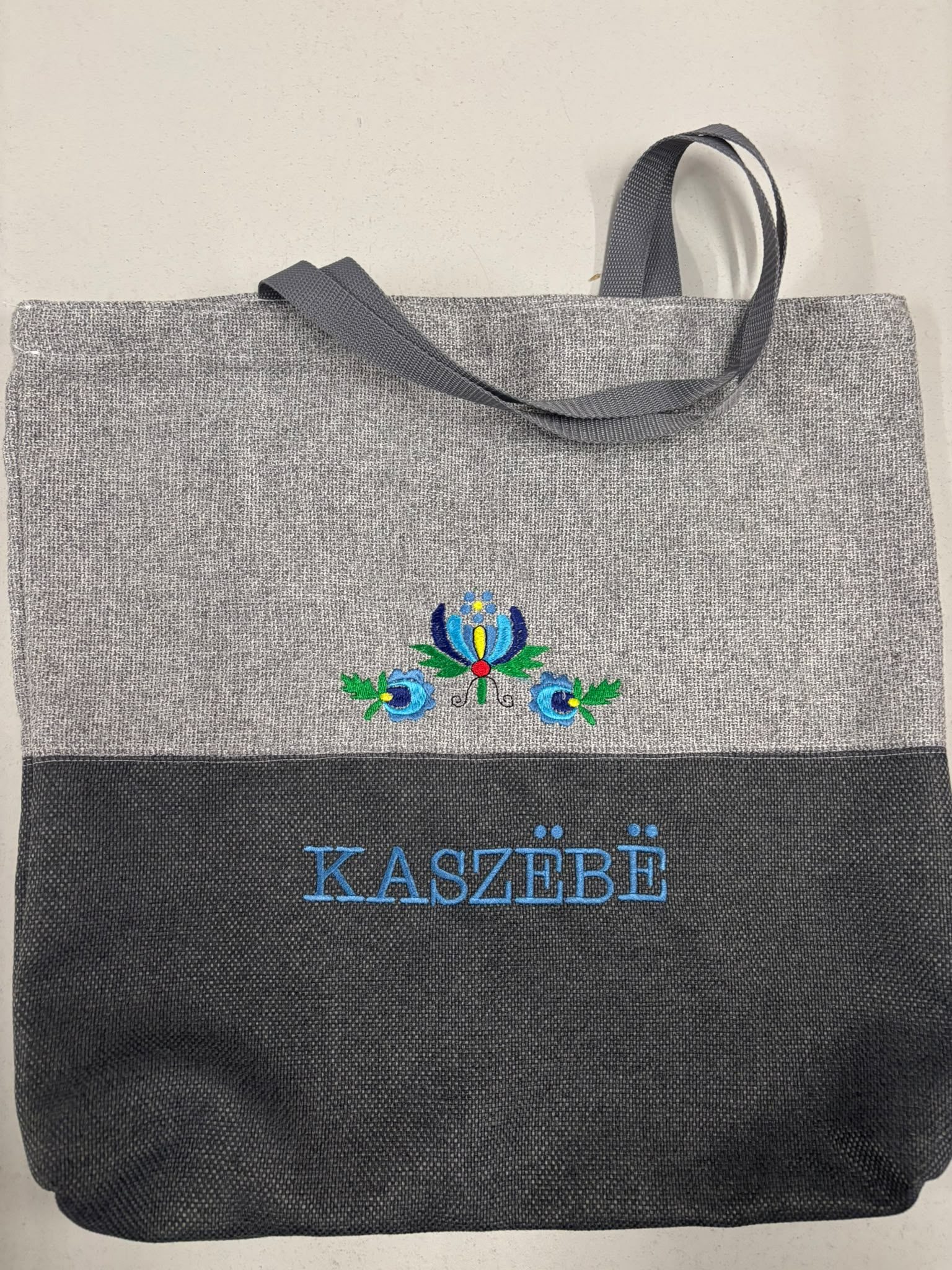 Torba kaszubska „Kaszëbë” szara z haftem